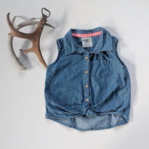 OSHKOSH 3T Sleeveless Button Down Denim Shirt